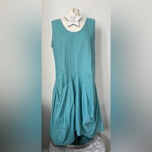 *BESPOKE* Turquoise Cotton Sleeveless Maxi Dress - CUSTOM, RARE !
